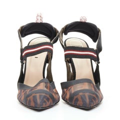 runway FENDI Colibri monogram mesh sportswear strap sculpted heel pump EU40