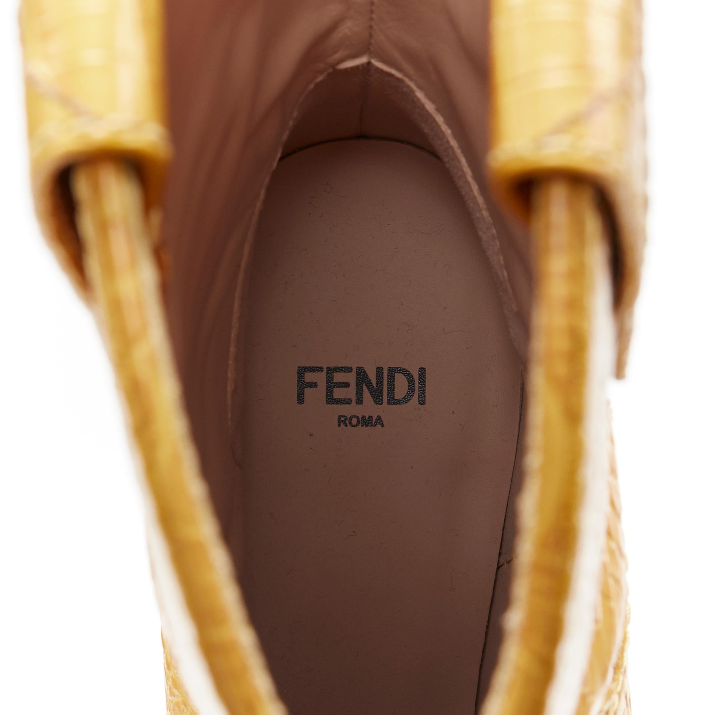 runway FENDI Cutwalk yellow stamped croc calf leather western cowboy boots EU37 3