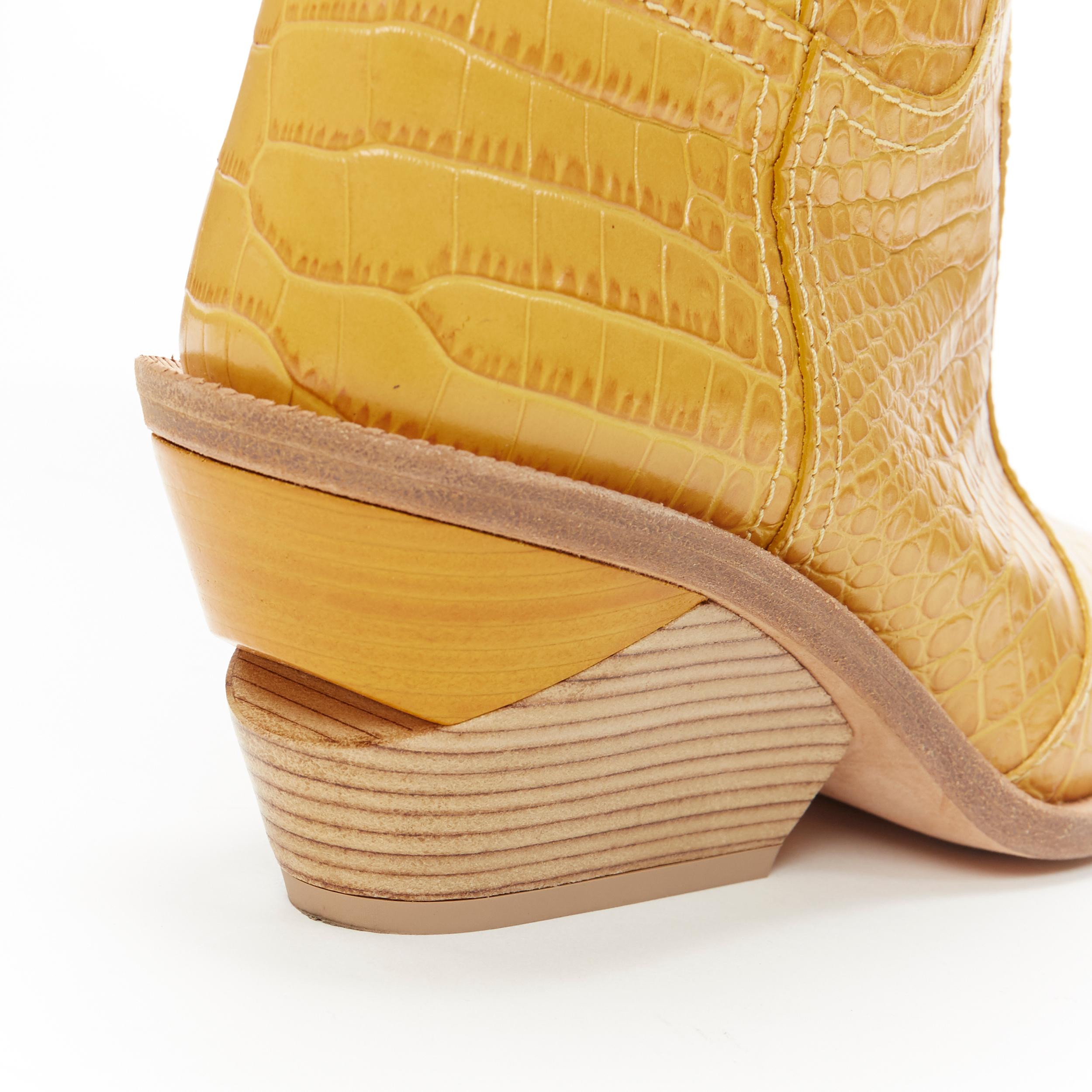 runway FENDI Cutwalk yellow stamped croc calf leather western cowboy boots EU37 1