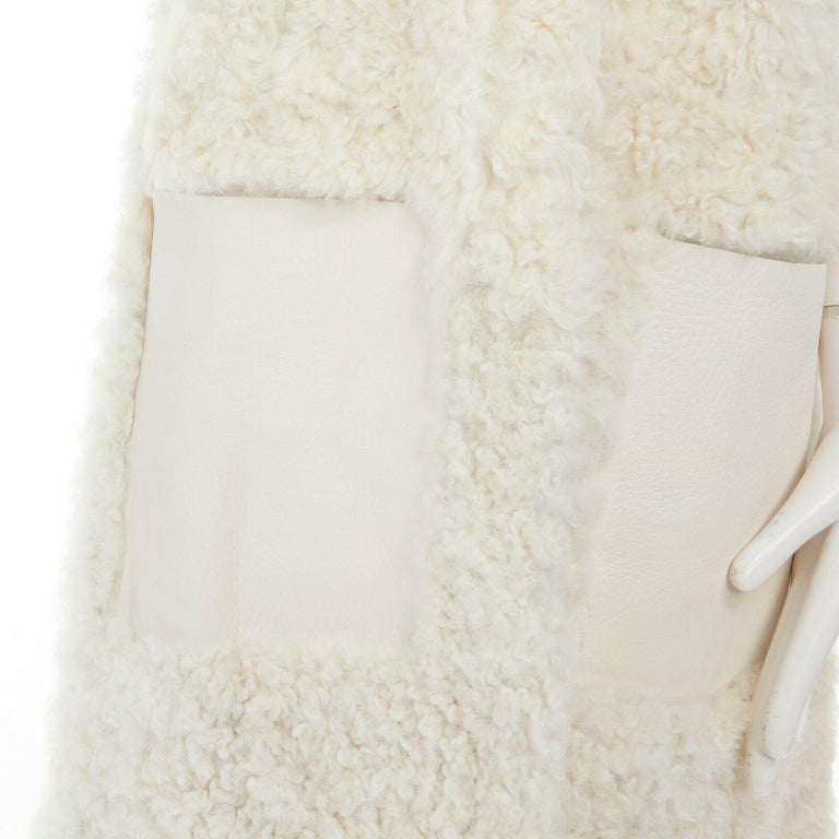 runway FENDI shearling fur white leather collar patch pocket vest ...
