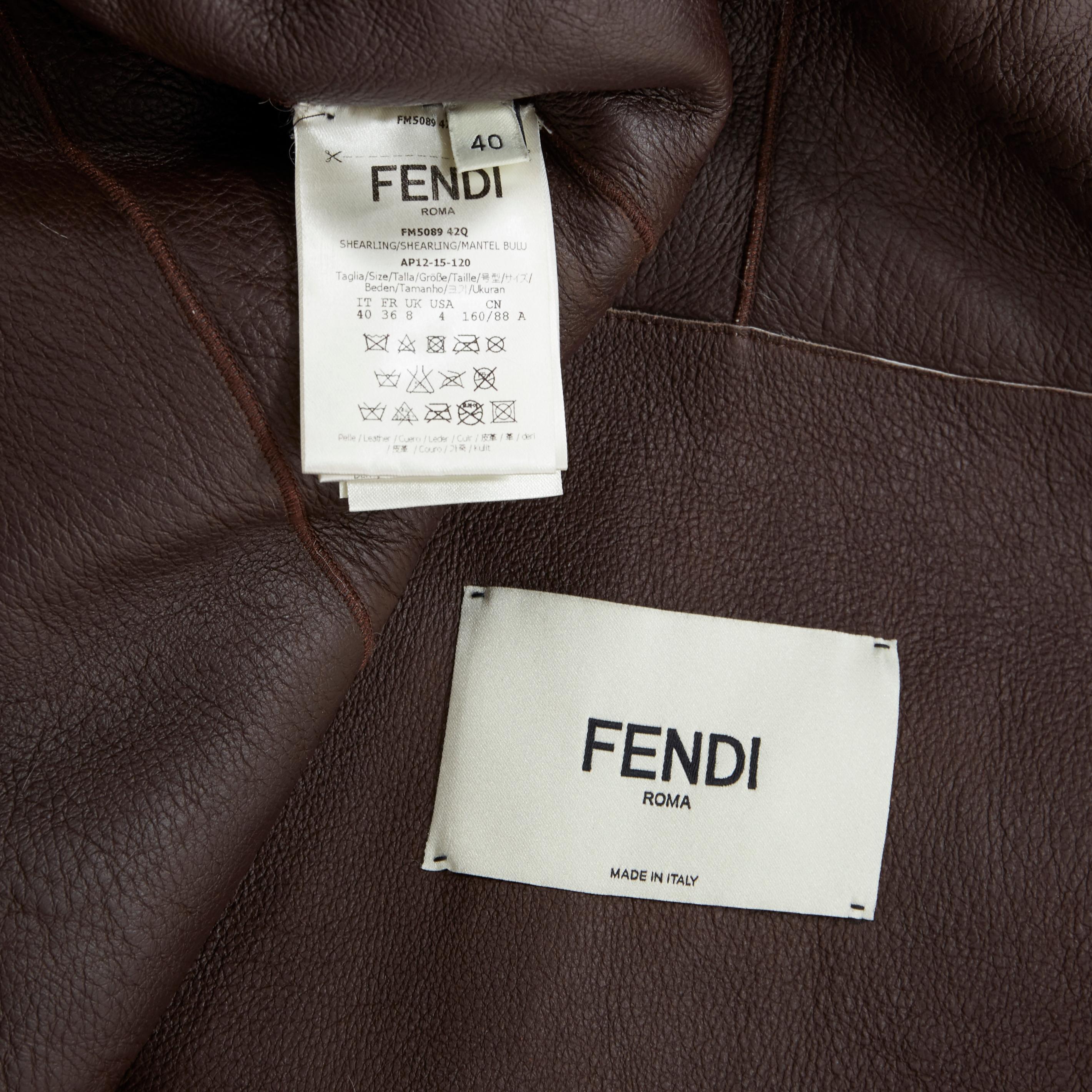 runway FENDI shearling fur white leather collar patch pocket vest jacket IT40 S 5