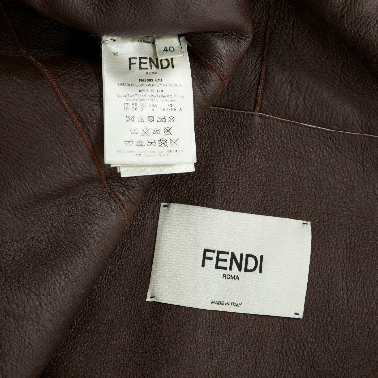 runway FENDI shearling fur white leather collar patch pocket vest jacket IT40 S 6