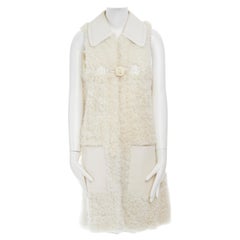 runway FENDI shearling fur white leather collar patch pocket vest jacket IT40 S