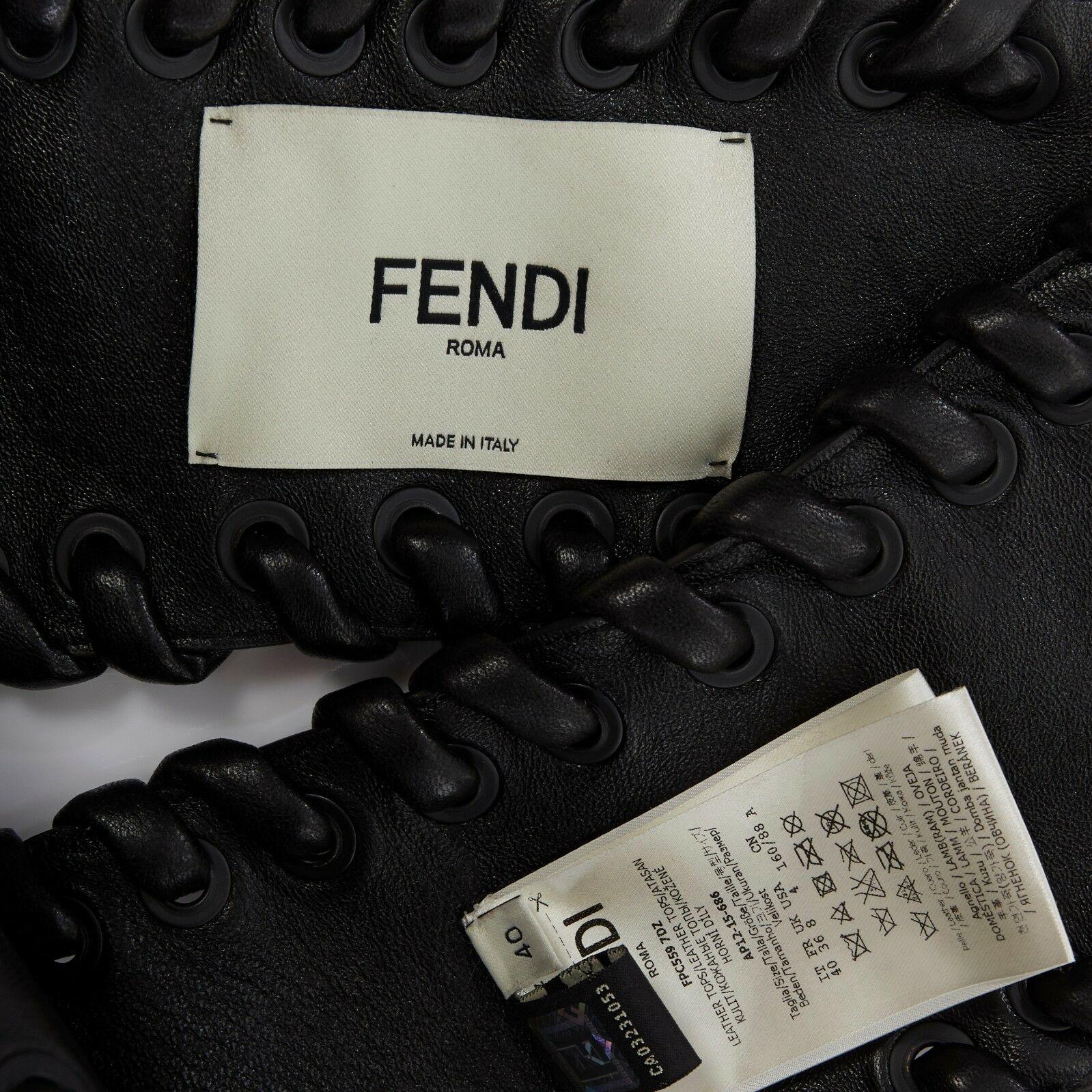 runway FENDI SS16 black leather braided edge bondage harness vest top IT40 S 4