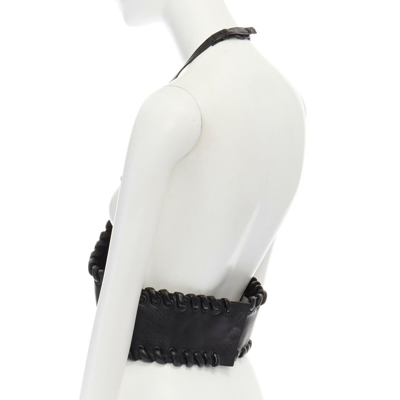 runway FENDI SS16 black leather braided edge bondage harness vest top IT40 S In Excellent Condition In Hong Kong, NT