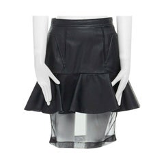 GIVENCHY jupe de défilé noire à péplum superposé avec sous-couche transparente FR36 US4, A/H 2011