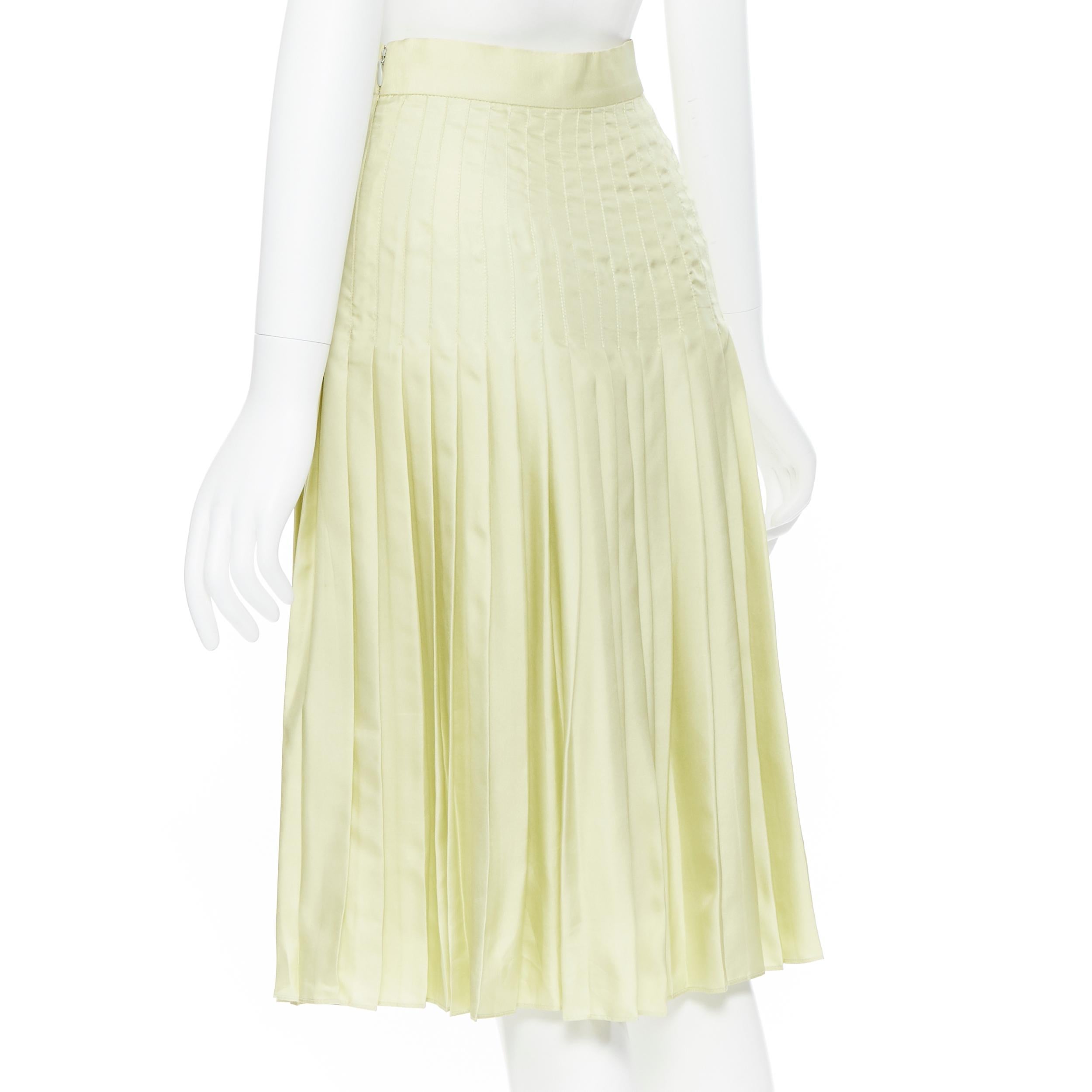 Beige runway GIVENCHY TISCI 100% silk pastel green pleated knee length skirt IT38 25