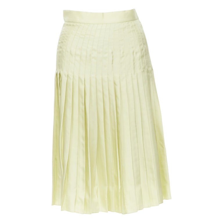 runway GIVENCHY TISCI 100% silk pastel green pleated knee length skirt IT38 25" For Sale