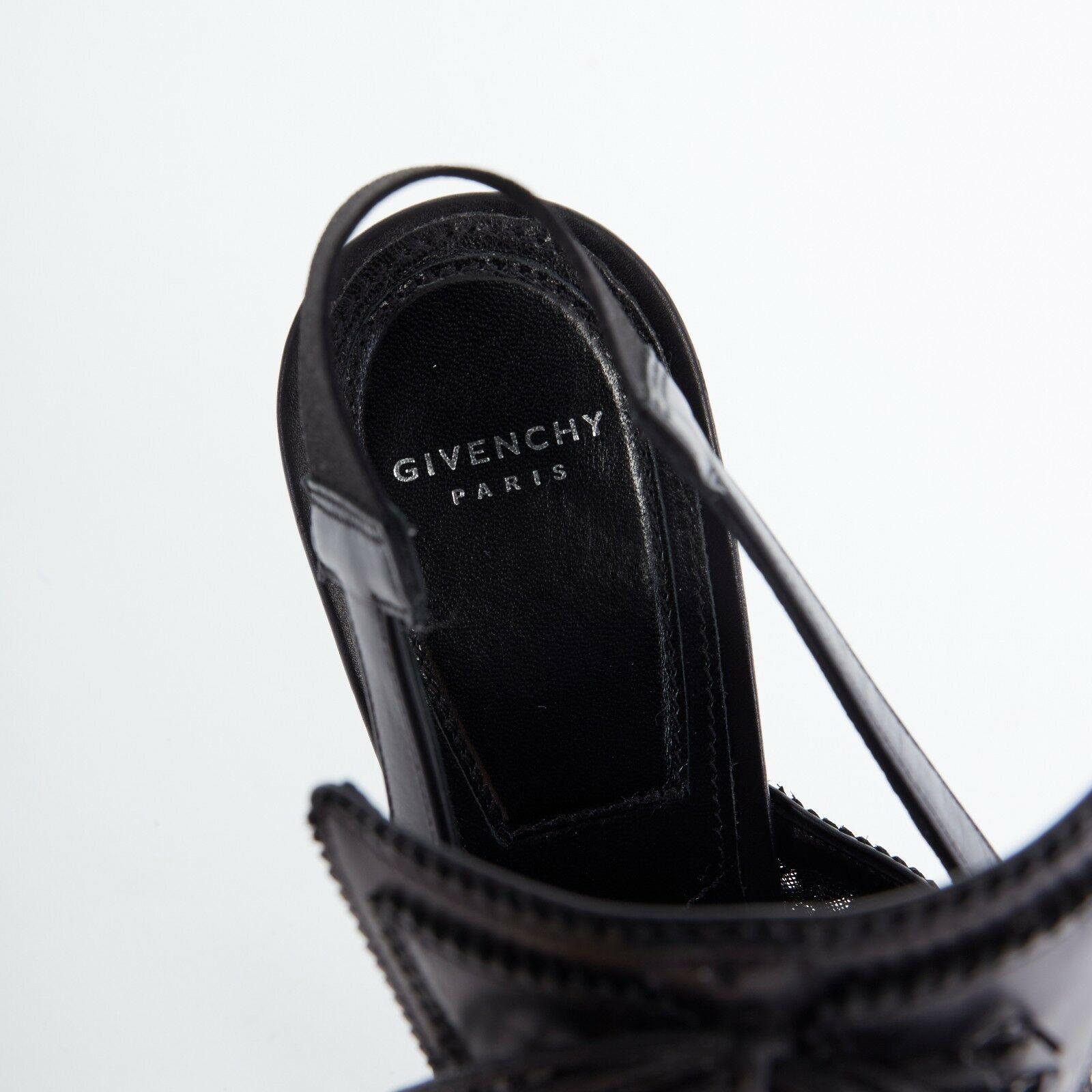 runway GIVENCHY TISCI black lace brogue pointy sling back kitten heel shoes EU38 2