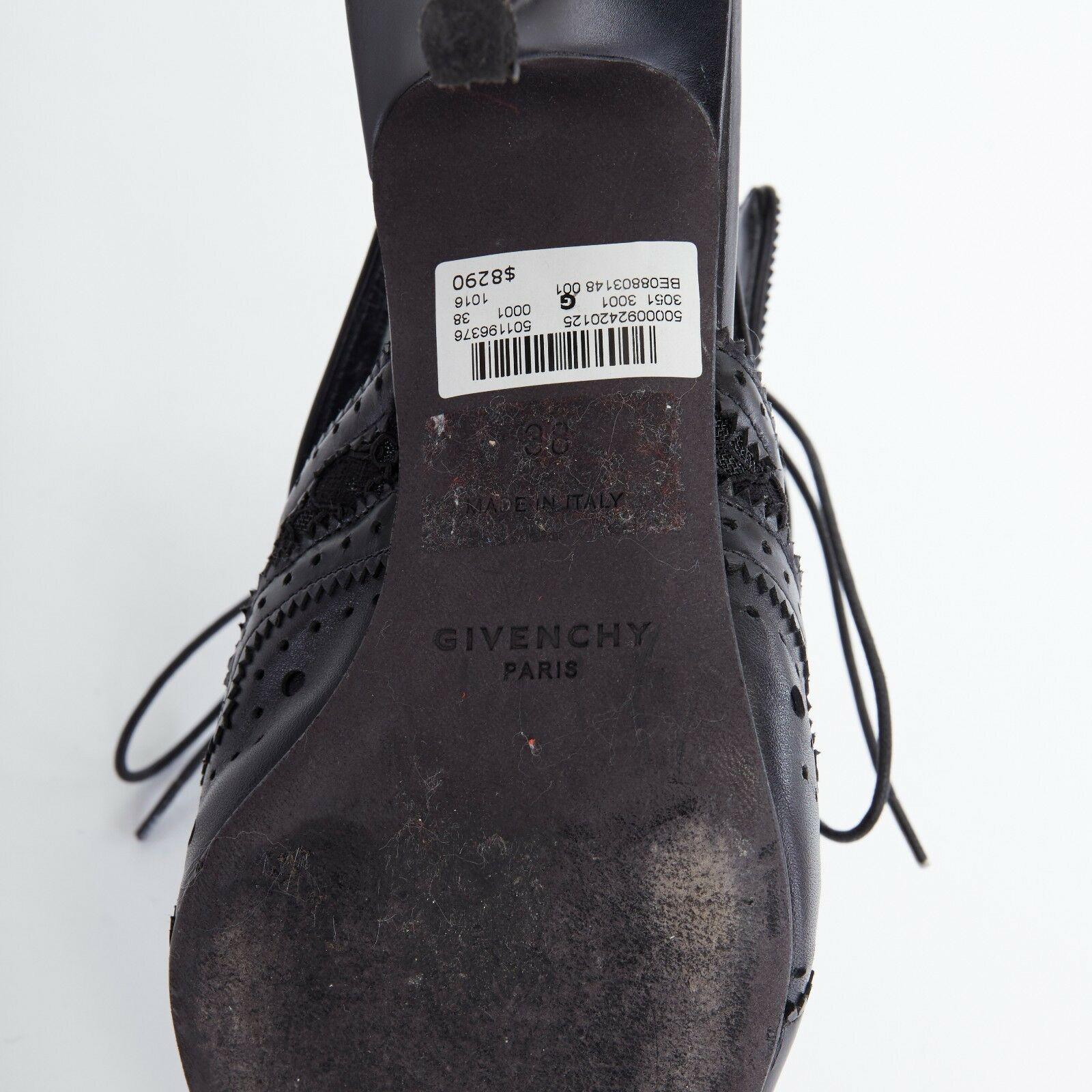 runway GIVENCHY TISCI black lace brogue pointy sling back kitten heel shoes EU38 3