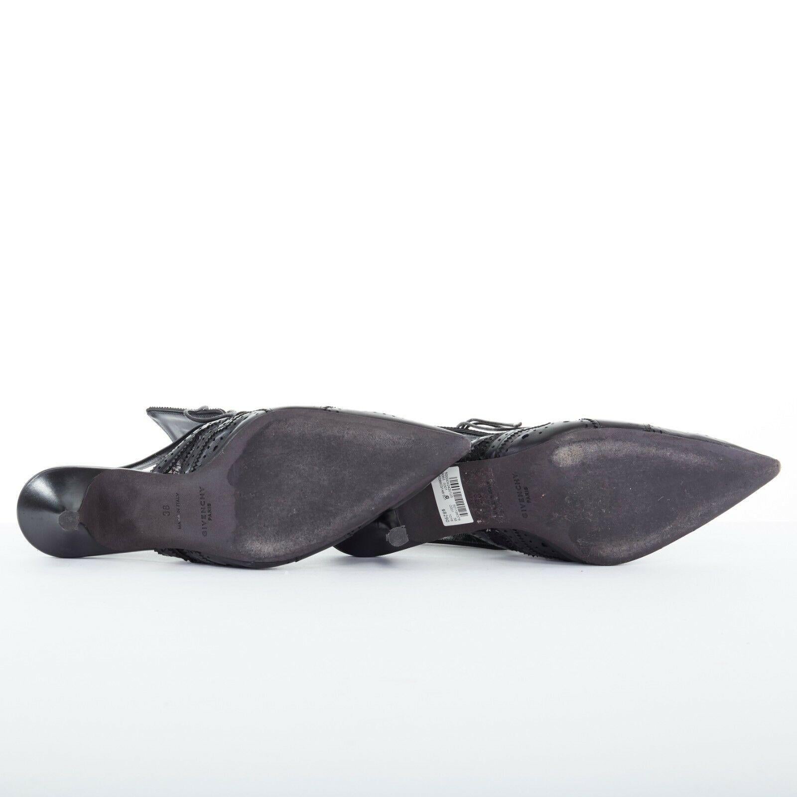 Black runway GIVENCHY TISCI black lace brogue pointy sling back kitten heel shoes EU38