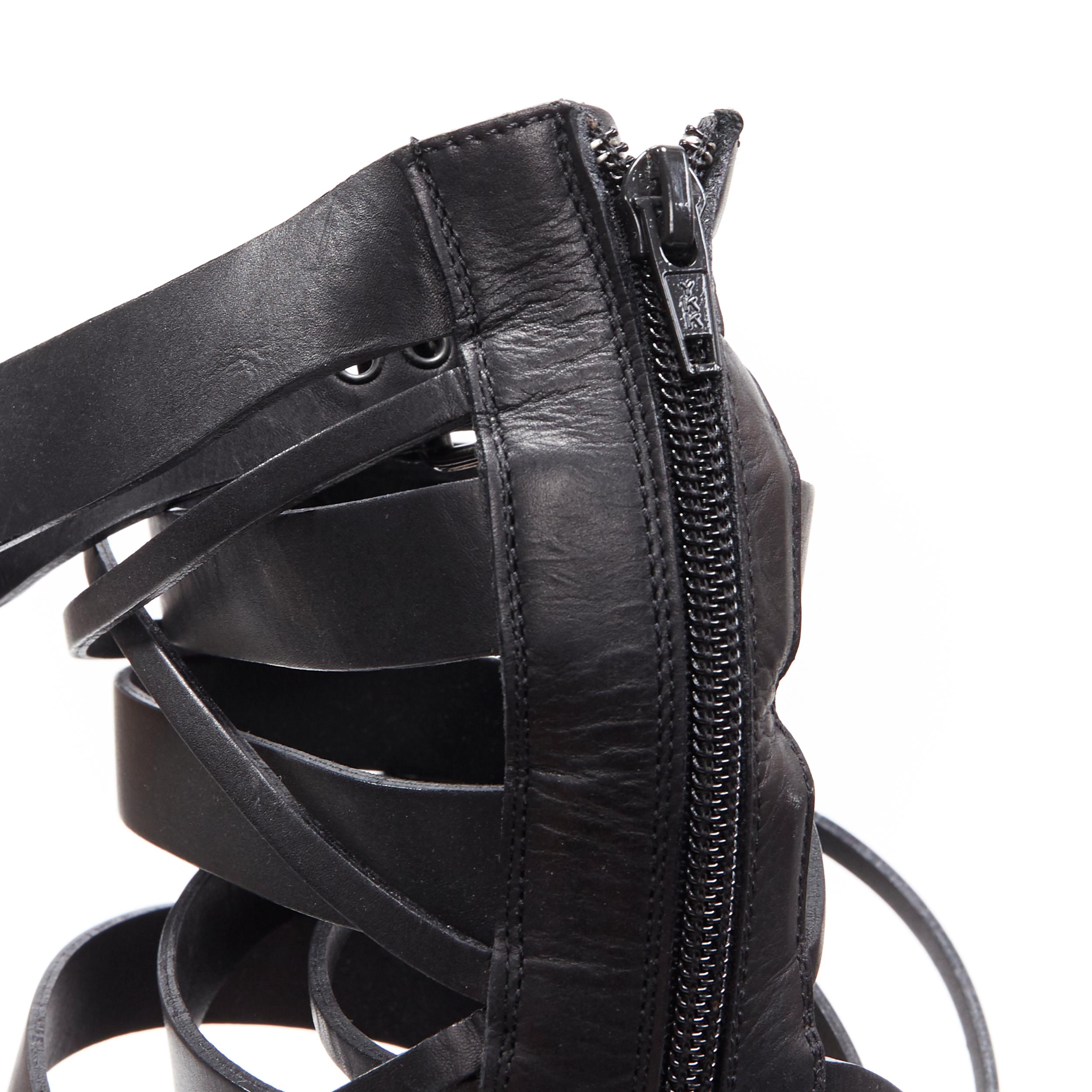 runway GIVENCHY TISCI black leather strappy peep warrior gladiator sandals EU37 2