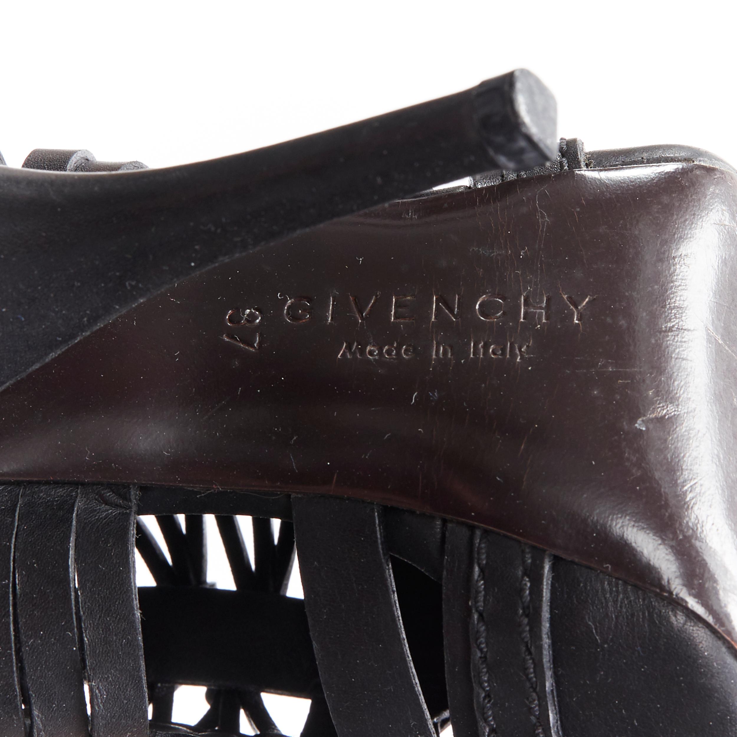 runway GIVENCHY TISCI black leather strappy peep warrior gladiator sandals EU37 3