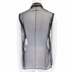 runway GIVENCHY TISCI SS11 punk gold zipper trim sheer silk blouse top IT38 XS