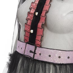 runway GUCCI 2016 Tromp Loeil sequins ruffle belt pearl GG sheer tulle dress S