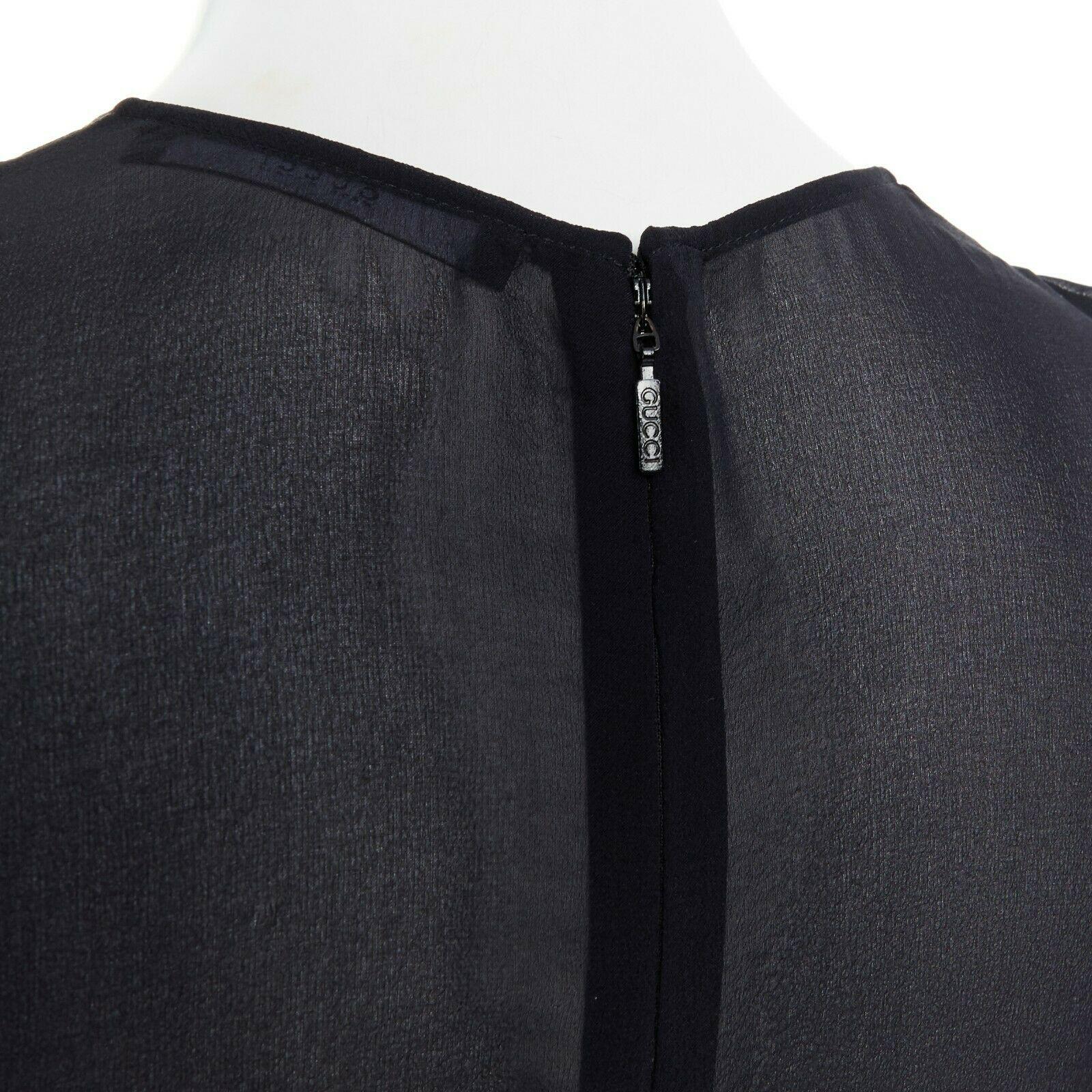 runway GUCCI black silk grey cashmere blend decorative pocket mini dress S 4