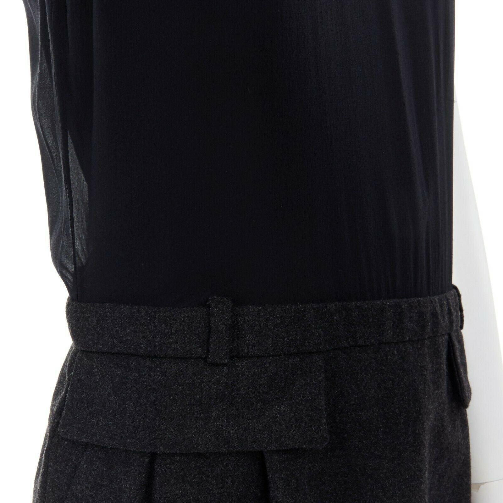 runway GUCCI black silk grey cashmere blend decorative pocket mini dress S 3