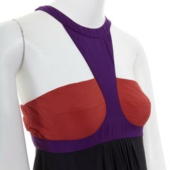 runway GUCCI purple red bust black tiered hem evening gown dress IT40 S