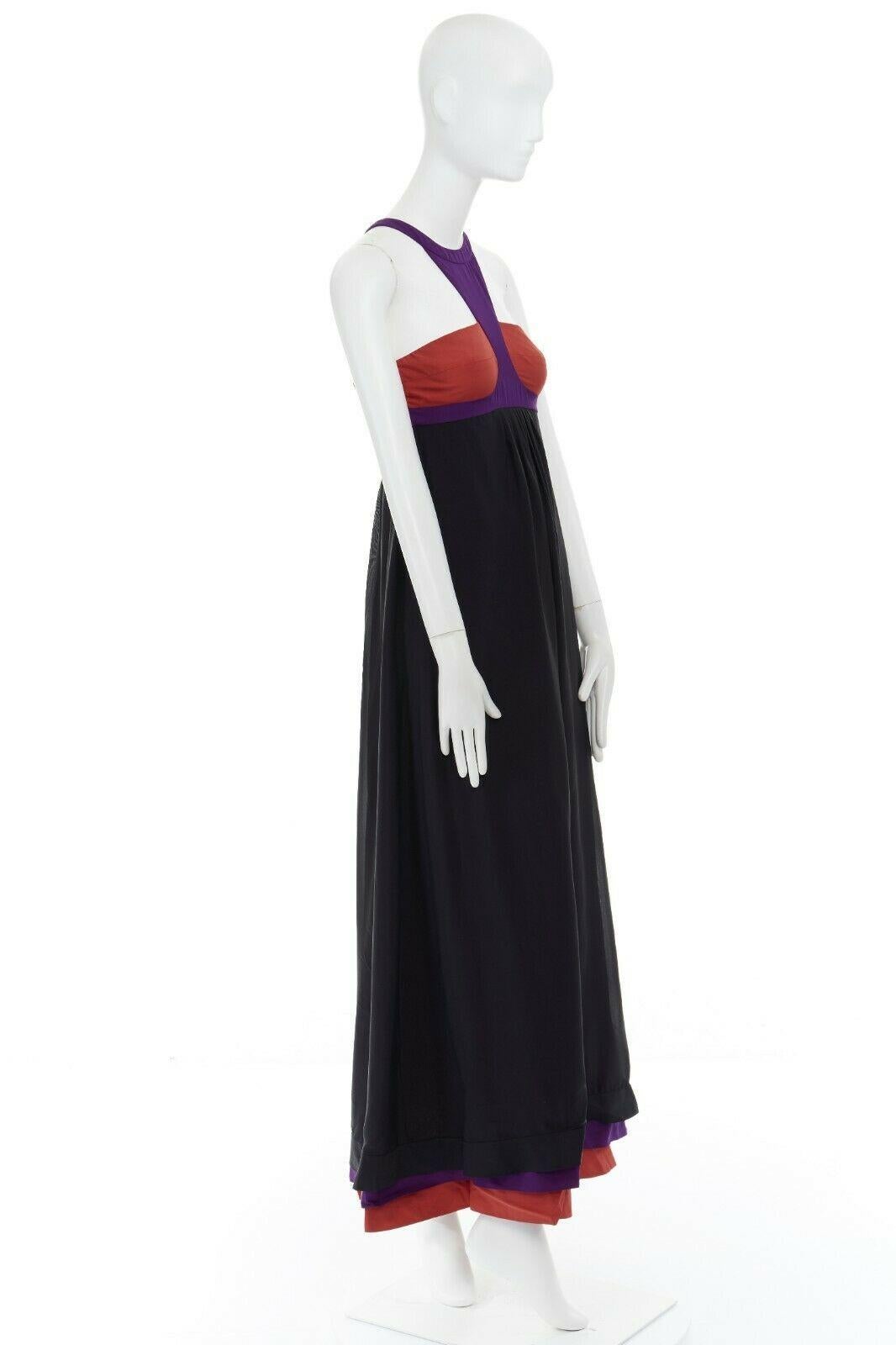runway GUCCI purple red bust black tiered hem evening gown dress IT40 S In Good Condition In Hong Kong, NT