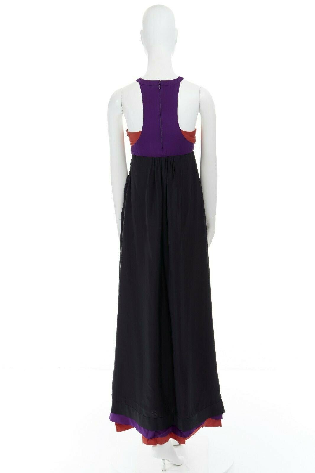 runway GUCCI purple red bust black tiered hem evening gown dress IT40 S 1