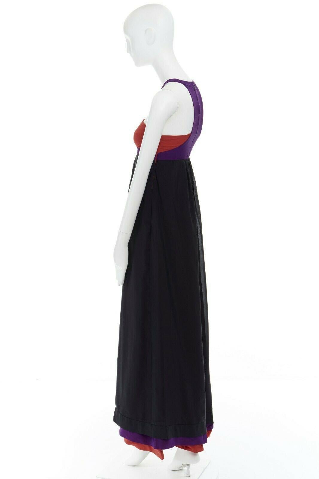 runway GUCCI purple red bust black tiered hem evening gown dress IT40 S 2