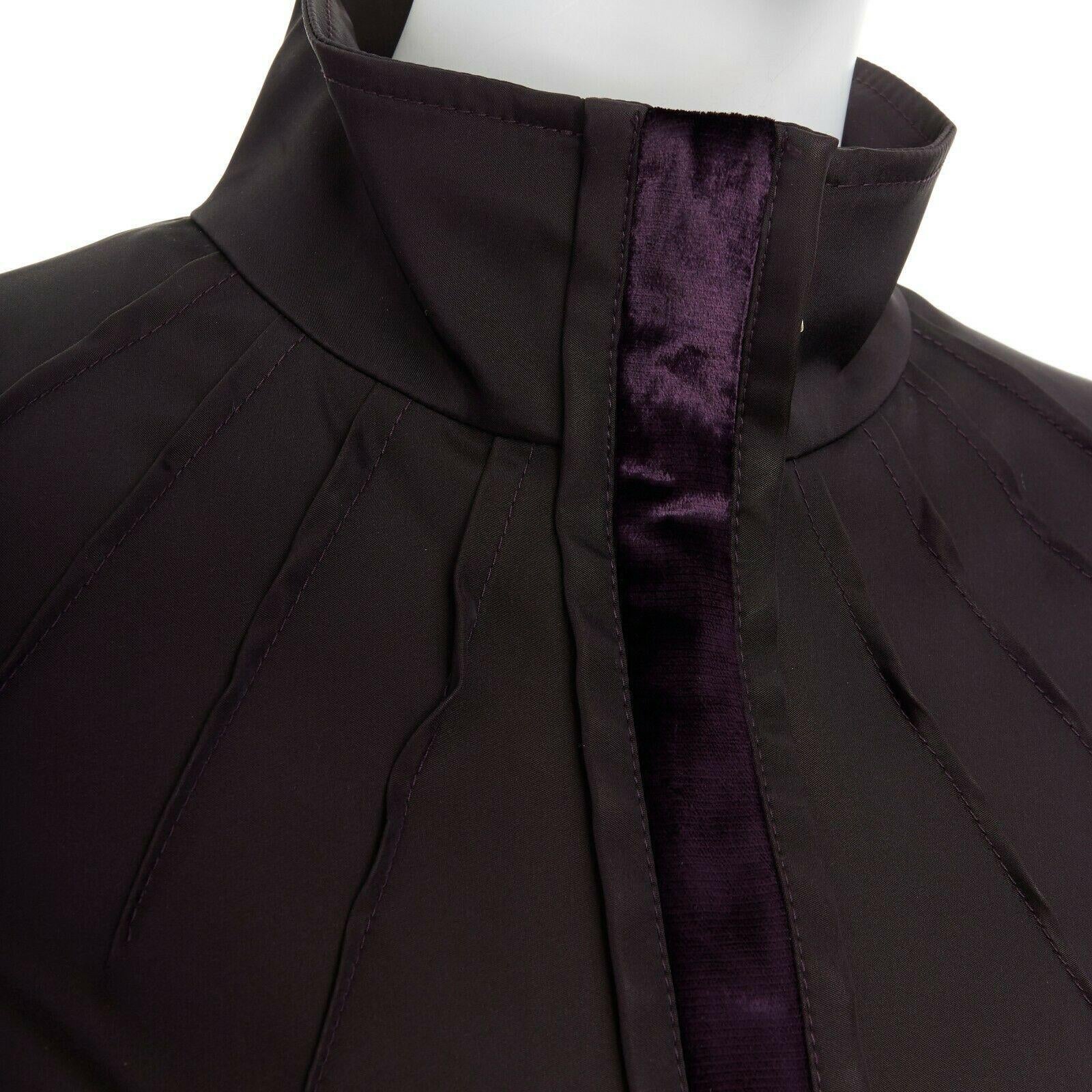 runway GUCCI TOM FORD AW04 purple velvet trimmed ruched zip jacket IT40 US4 UK8 3