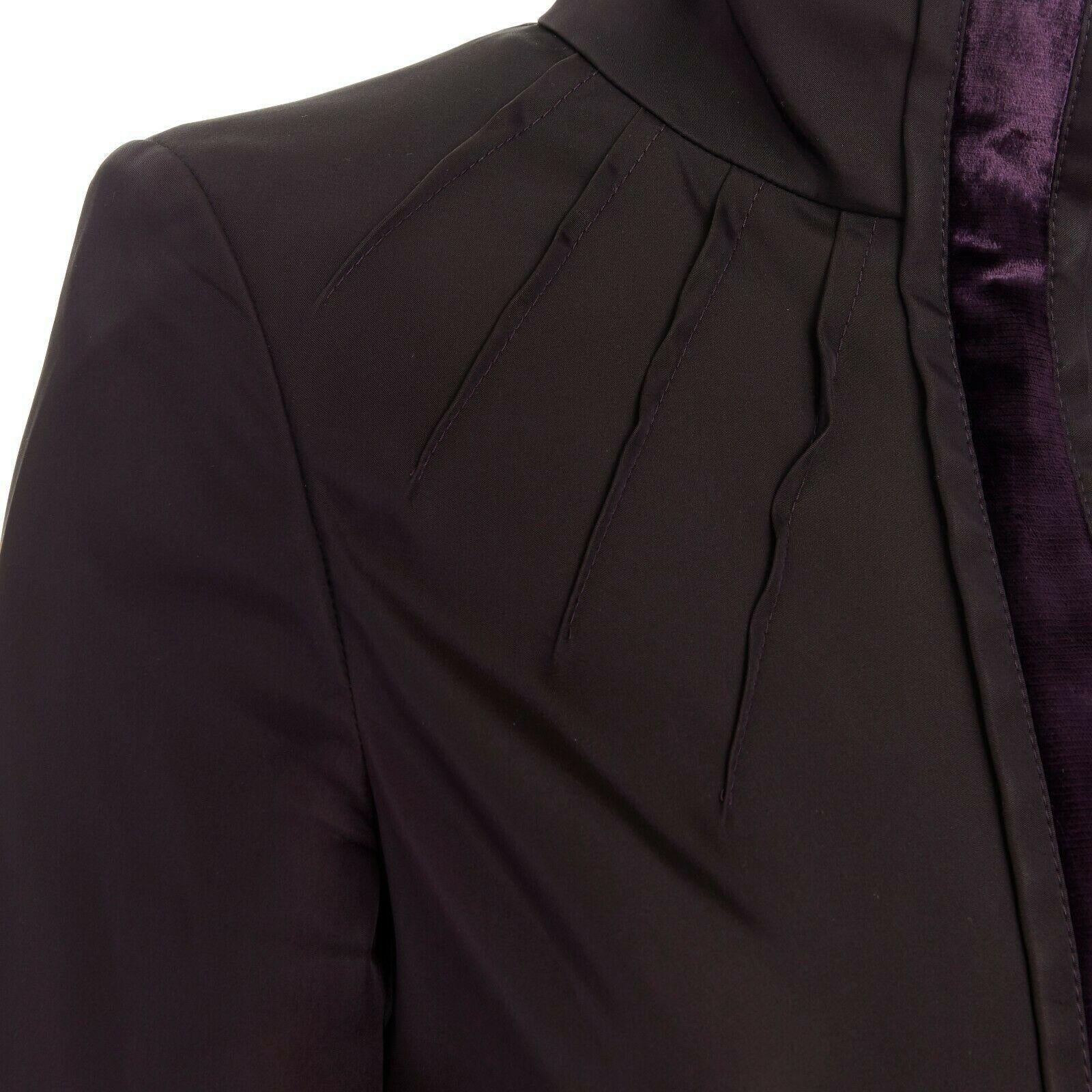 runway GUCCI TOM FORD AW04 purple velvet trimmed ruched zip jacket IT40 US4 UK8 4