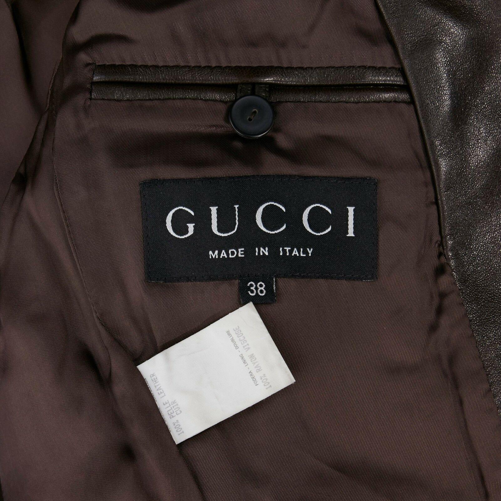 runway GUCCI TOM FORD AW96 brown leather classic blazer jacket coat ...