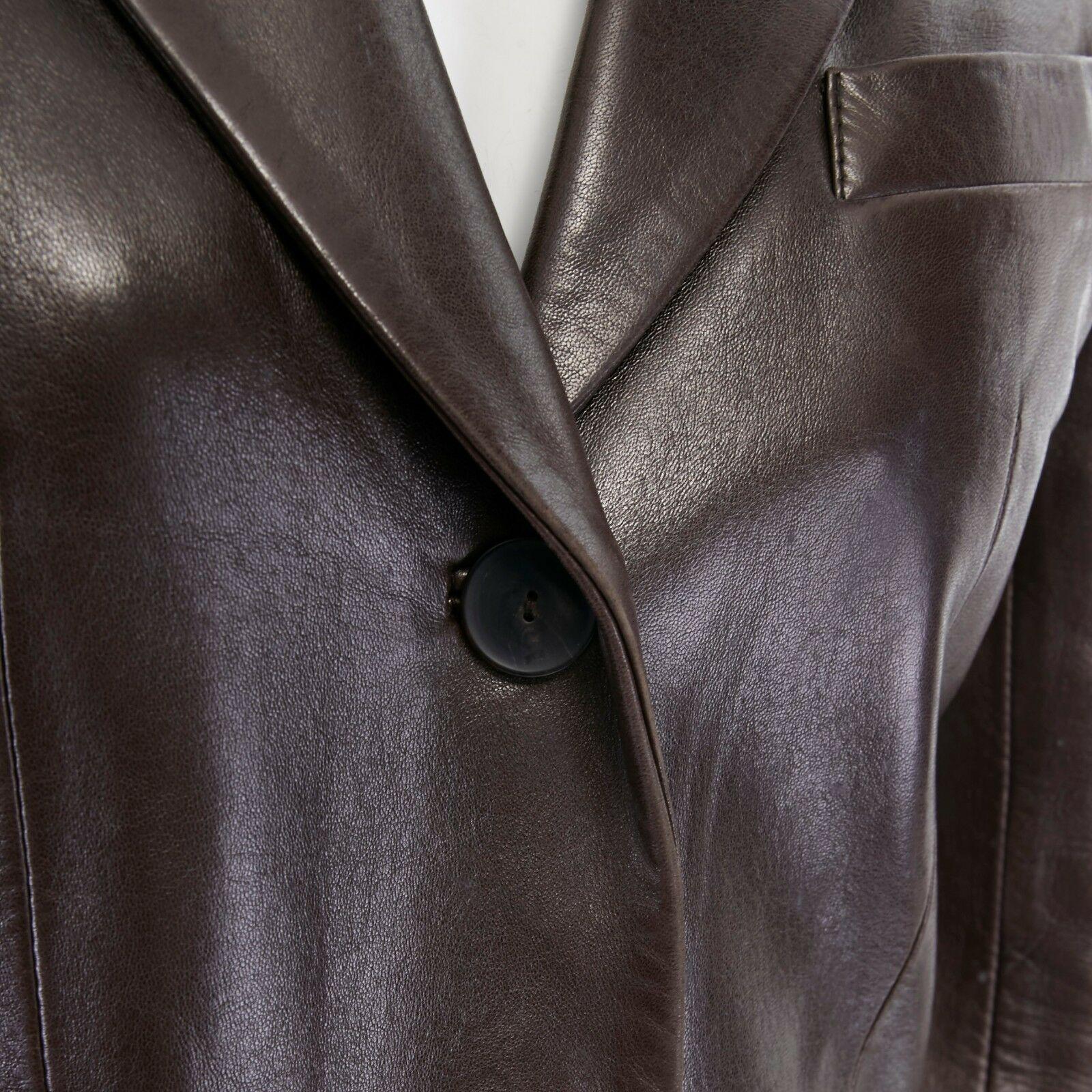 runway GUCCI TOM FORD AW96 brown leather classic blazer jacket coat IT38 US0 XS In Good Condition In Hong Kong, NT