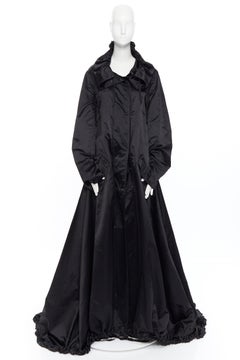 runway GUCCI TOM FORD black ruched oversized parachute coat gown dress
