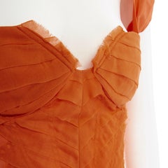 runway GUCCI TOM FORD SS04 orange raw frayed silk open back dress IT40 US4 M