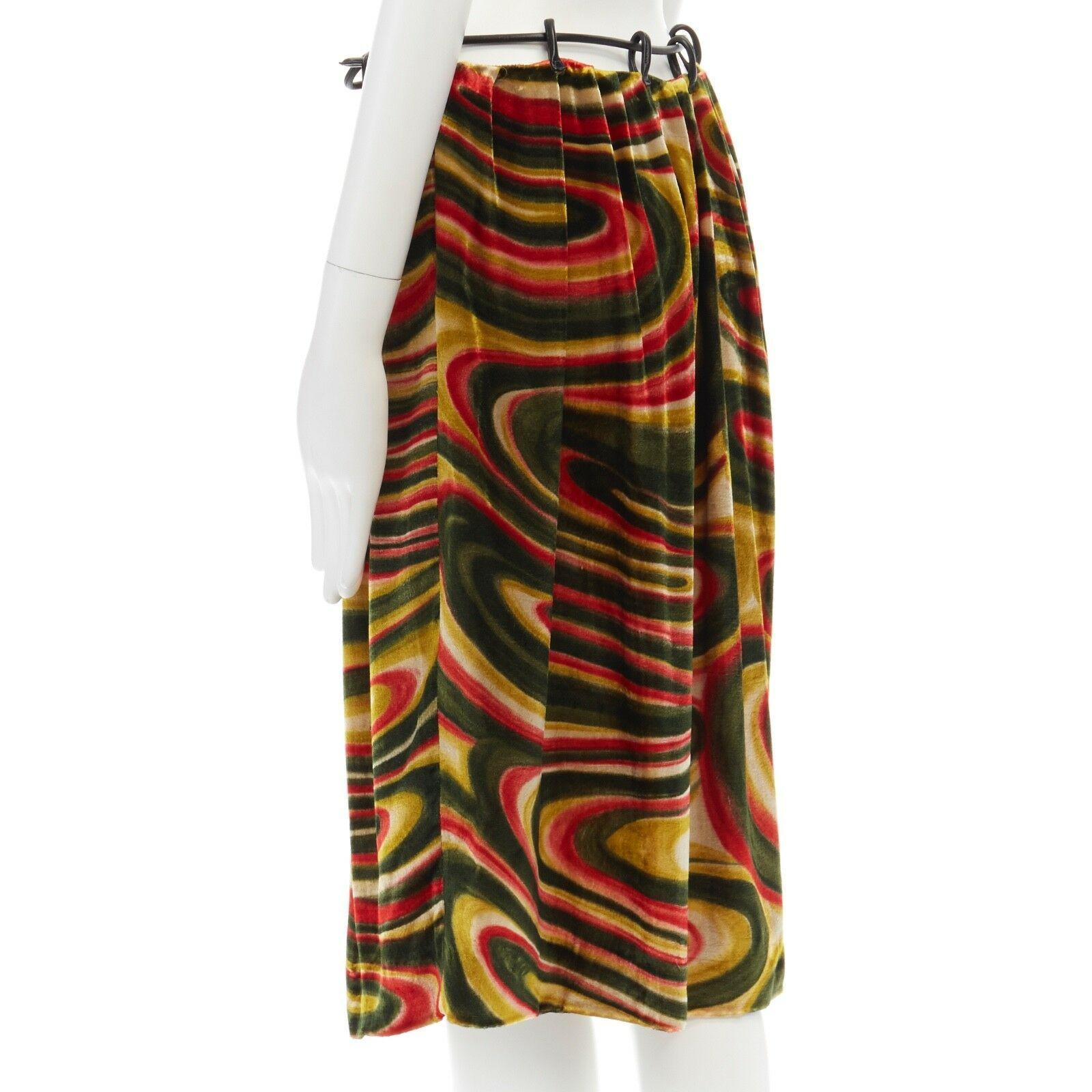 runway GUCCI TOM FORD Vintage AW99 leather loop psychedelic velvet skirt IT42 M 1
