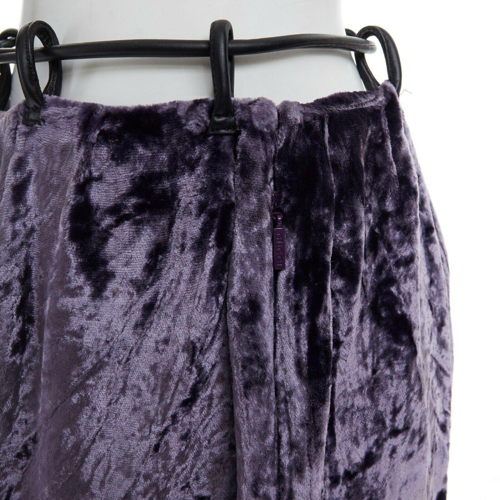 runway GUCCI TOM FORD Vintage AW99 purple leather loop crushed velvet skirt IT38 2