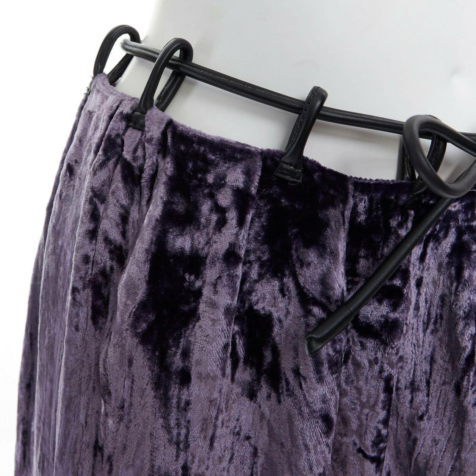 runway GUCCI TOM FORD Vintage AW99 purple leather loop crushed velvet skirt IT38 1
