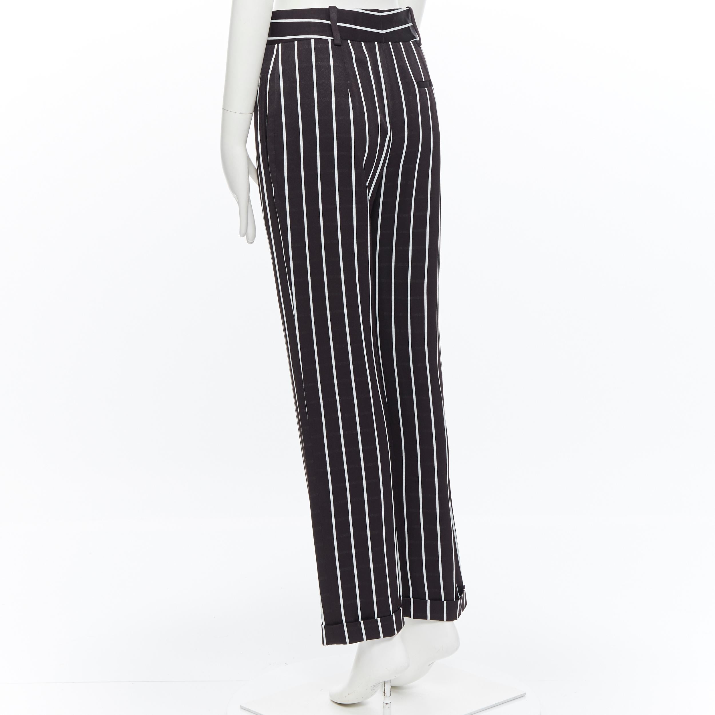 Women's runway HAIDER ACKERMANN SS18 black white verticle striped straight leg pants