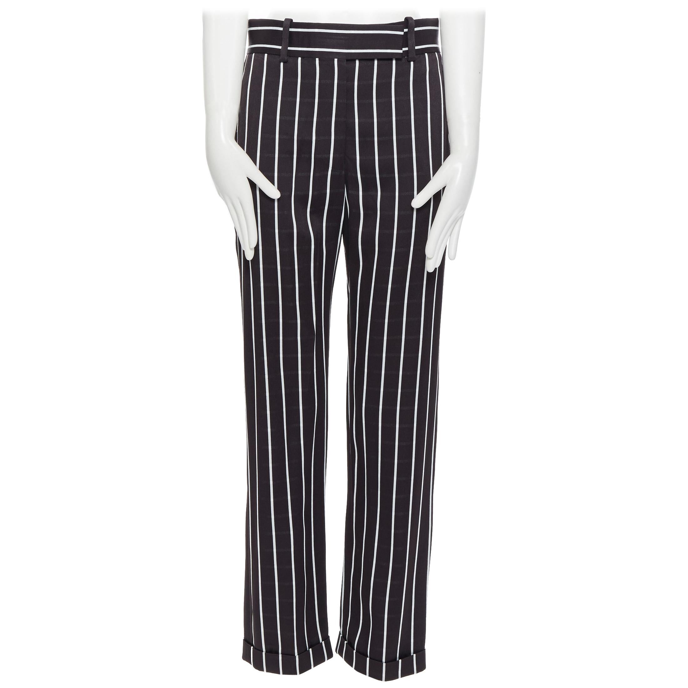 runway HAIDER ACKERMANN SS18 black white verticle striped straight leg pants