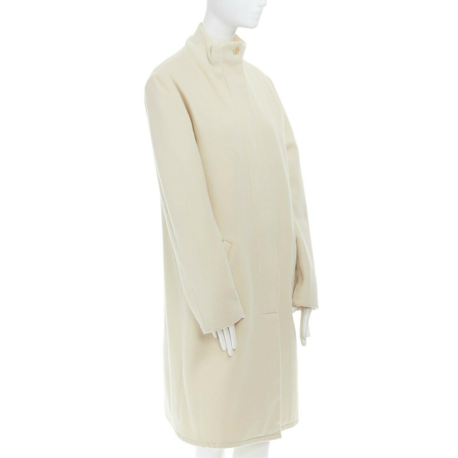 runway HELMUT LANG Vintage AW97 cream bomber collar wool coat jacket IT40 US2 S In Excellent Condition In Hong Kong, NT