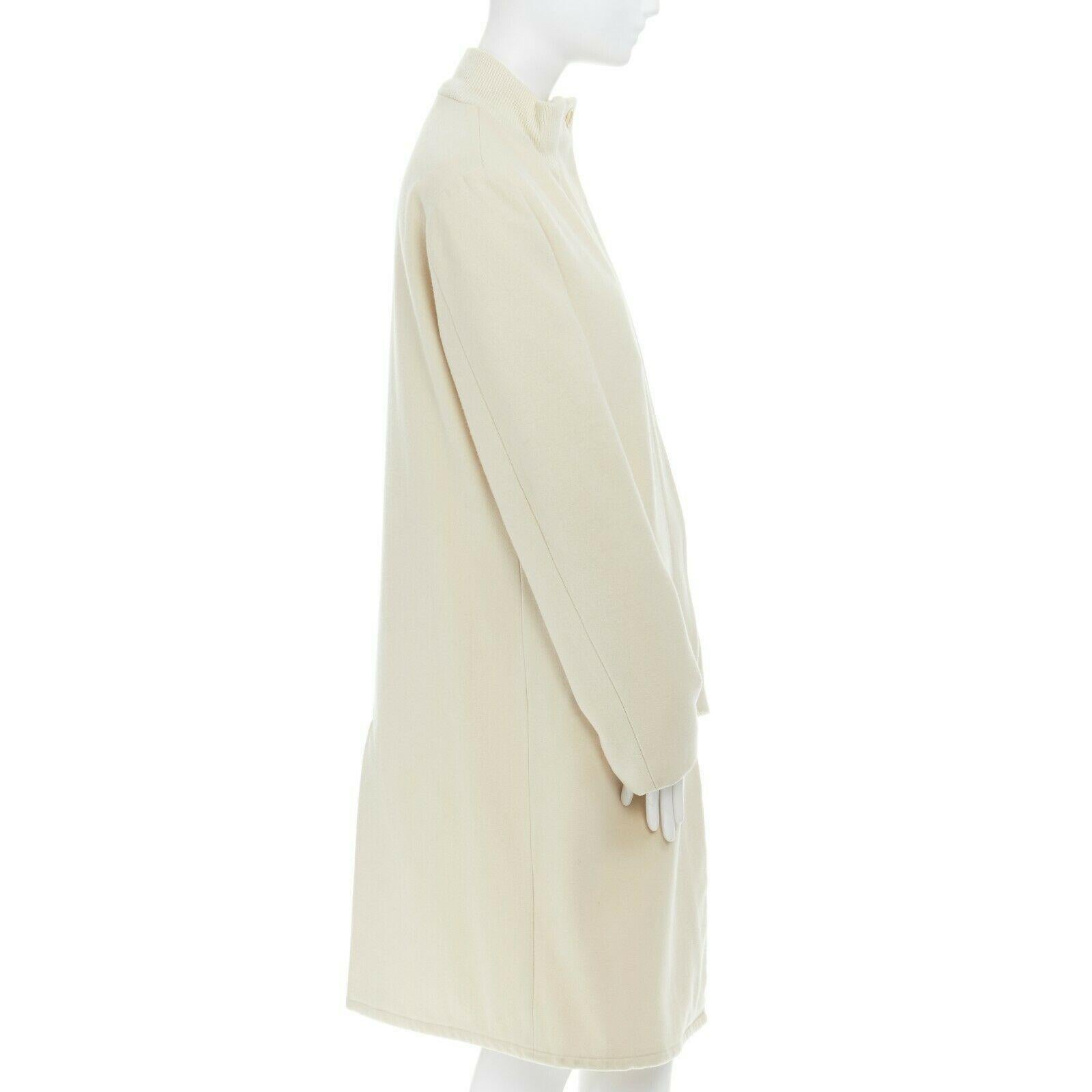 Women's runway HELMUT LANG Vintage AW97 cream bomber collar wool coat jacket IT40 US2 S