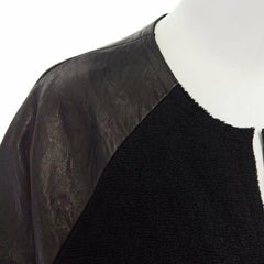 runway ISABEL MARANT Jeams leather sleeve wool zip up baseball bomber jacket S