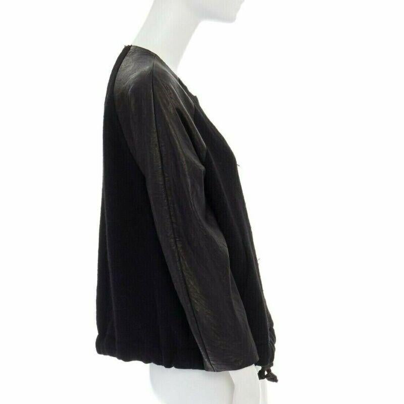 Women's runway ISABEL MARANT Jeams leather sleeve wool zip up baseball bomber jacket S For Sale