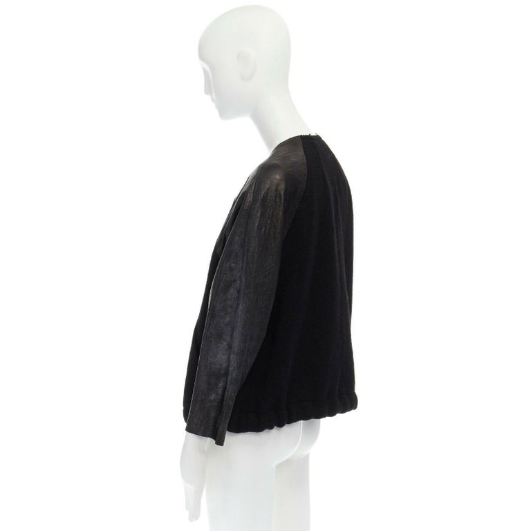 Women's runway ISABEL MARANT Jeams leather sleeve wool zip up baseball bomber jacket S For Sale