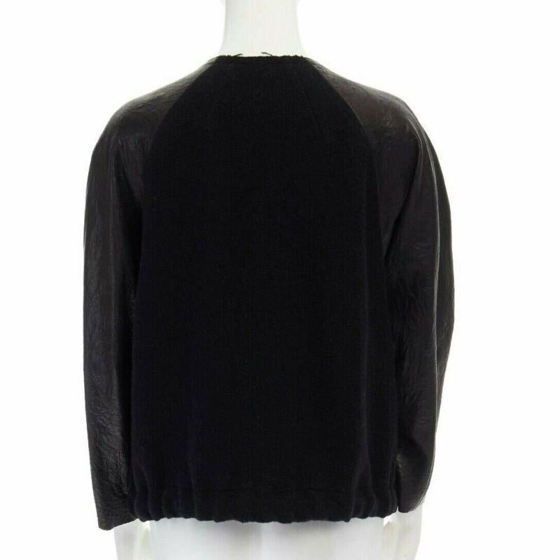 runway ISABEL MARANT Jeams leather sleeve wool zip up baseball bomber jacket S For Sale 1