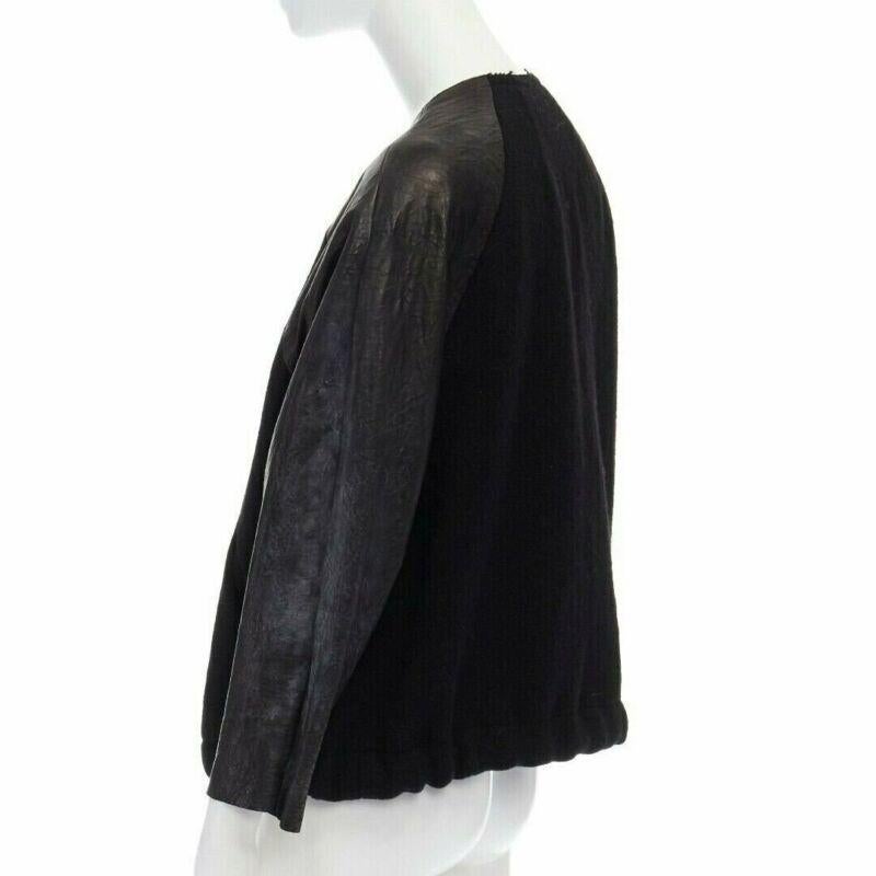 runway ISABEL MARANT Jeams leather sleeve wool zip up baseball bomber jacket S For Sale 2