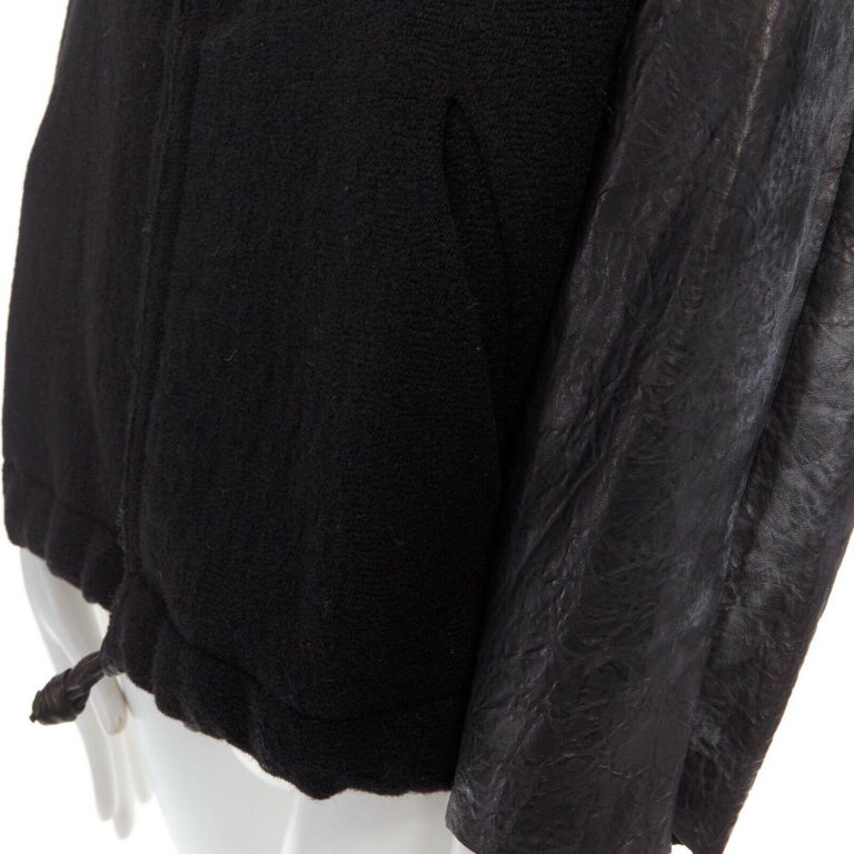 runway ISABEL MARANT Jeams leather sleeve wool zip up baseball bomber jacket S For Sale 4