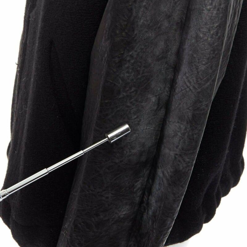 runway ISABEL MARANT Jeams leather sleeve wool zip up baseball bomber jacket S For Sale 5