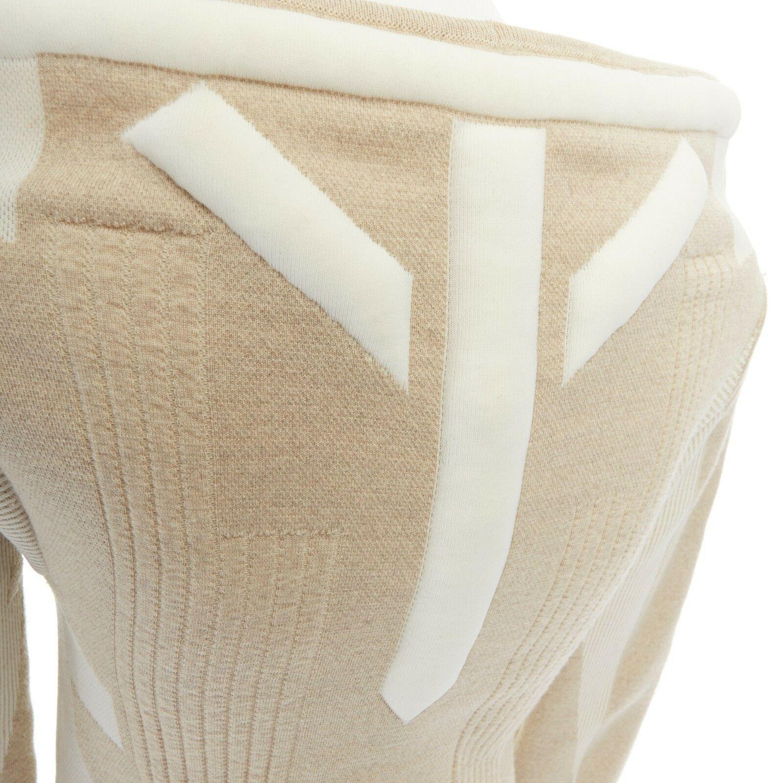 runway ISSEY MIYAKE Vintage AW1999 cream padded tubular collar bodycon top S 5
