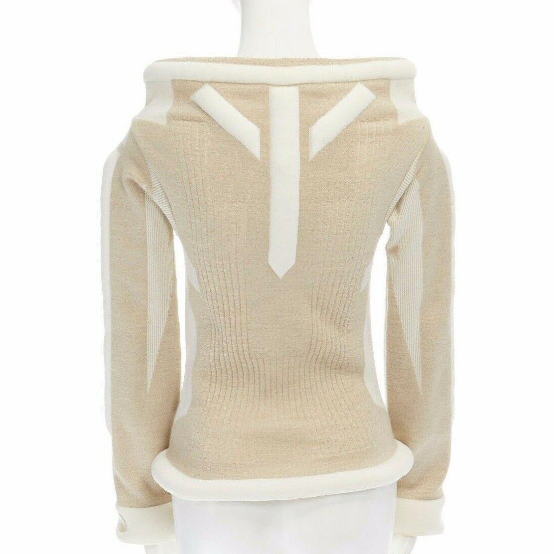 Women's runway ISSEY MIYAKE Vintage AW1999 cream padded tubular collar bodycon top S