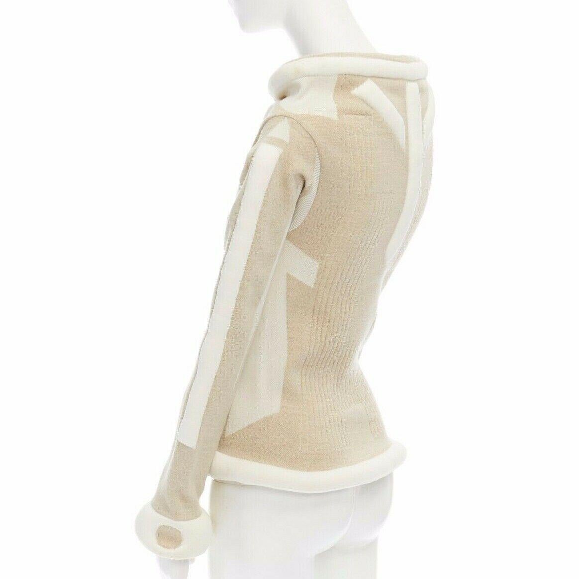 runway ISSEY MIYAKE Vintage AW1999 cream padded tubular collar bodycon top S 1