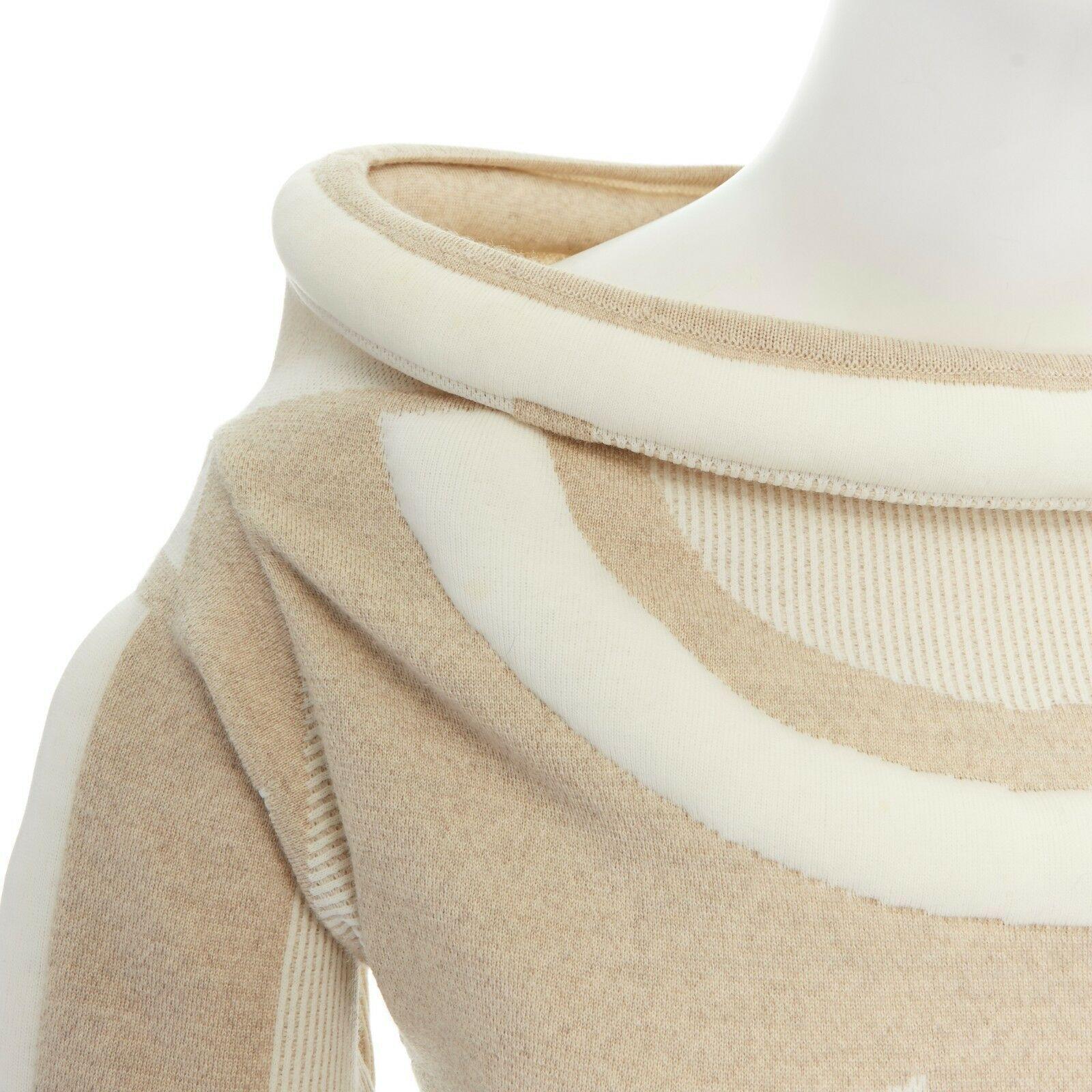 runway ISSEY MIYAKE Vintage AW1999 cream padded tubular collar bodycon top S 2