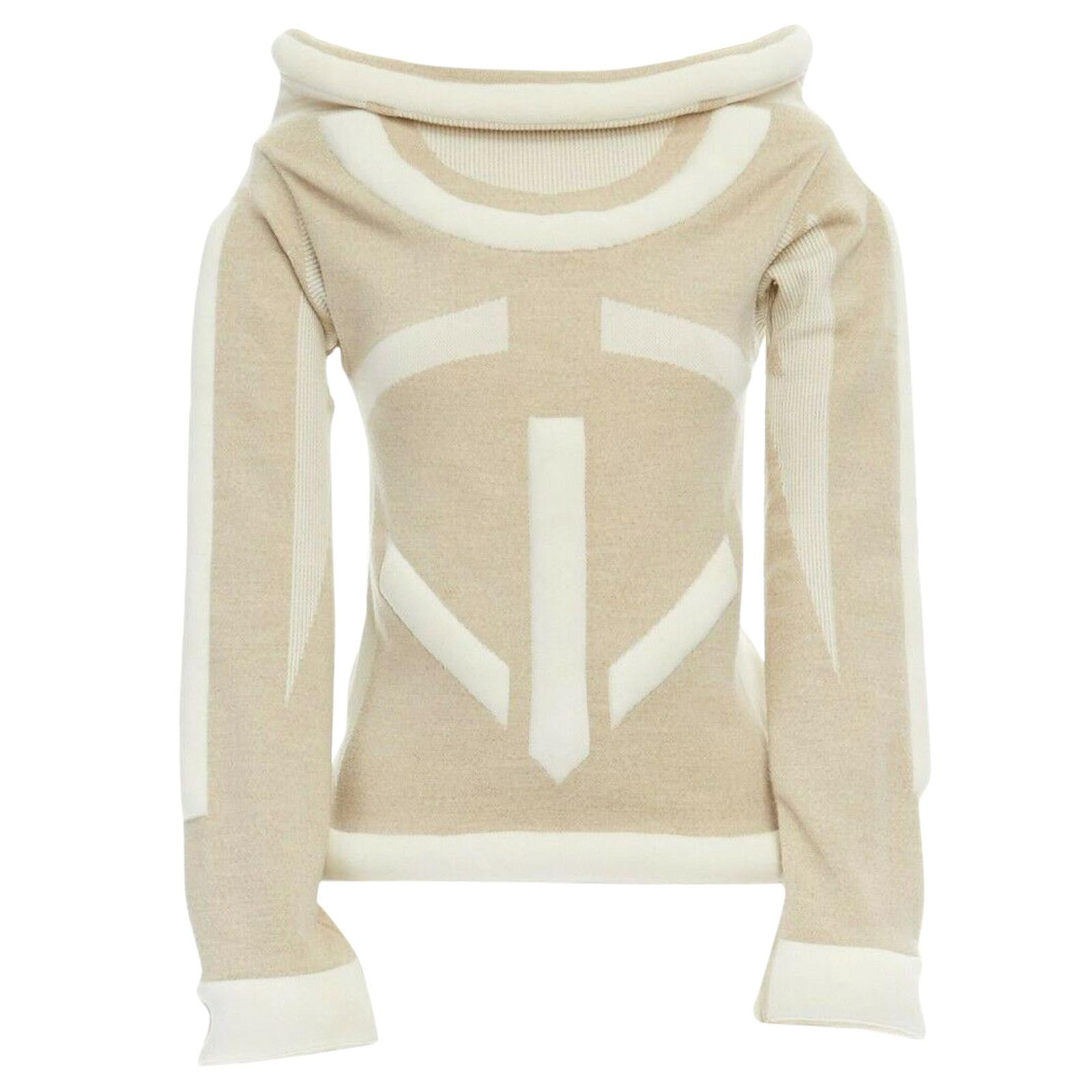 runway ISSEY MIYAKE Vintage AW1999 cream padded tubular collar bodycon top S